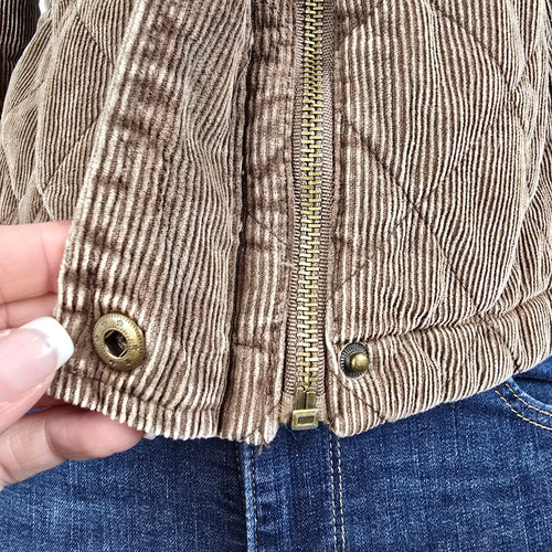 Giacca Brown Cotton Corduroy Zip Up Jacket Size M