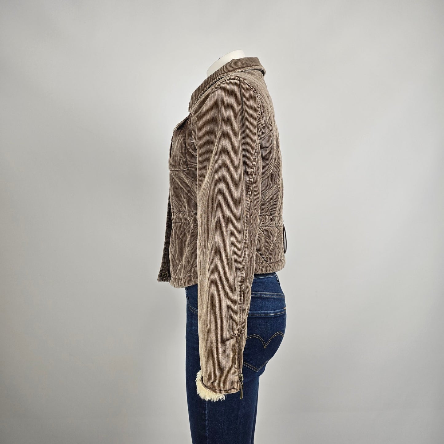 Giacca Brown Cotton Corduroy Zip Up Jacket Size M