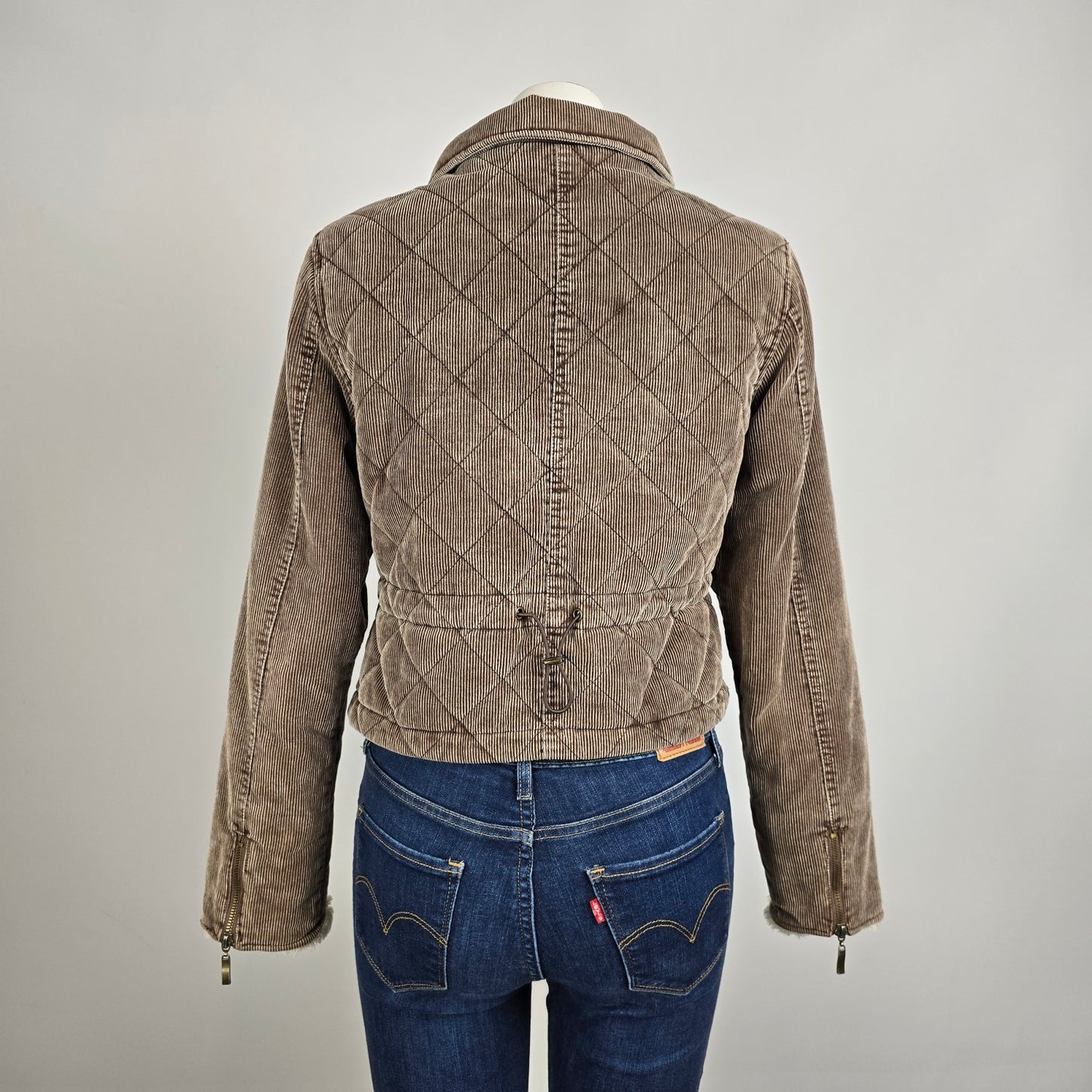 Giacca Brown Cotton Corduroy Zip Up Jacket Size M