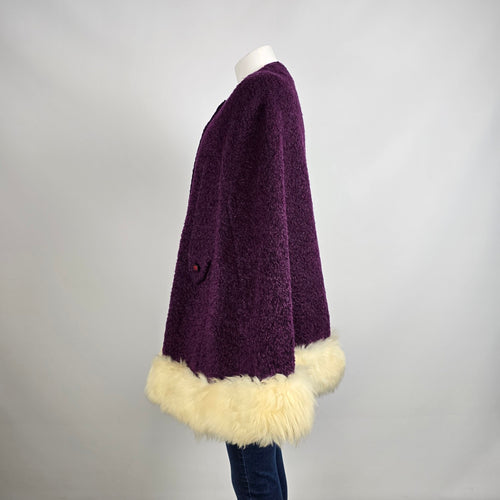 Vintage Dutch Plus William Frohman Purple Faux Fur Cape Jacket Size L