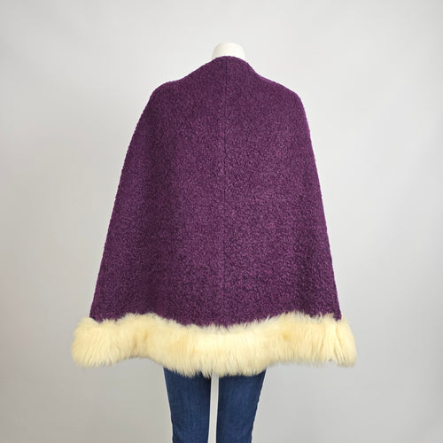 Vintage Dutch Plus William Frohman Purple Faux Fur Cape Jacket Size L