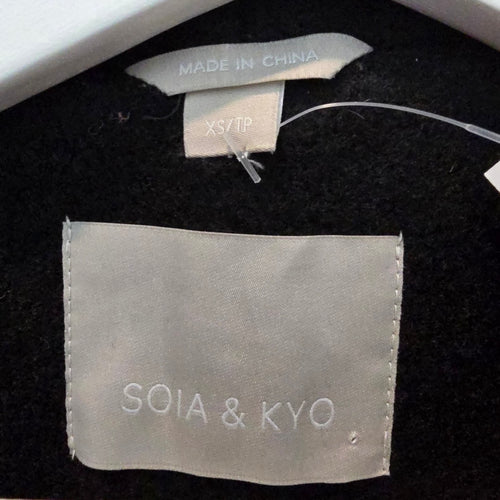 Soia & Kyo Black Wool Zip Up Winter Jacket Size XS
