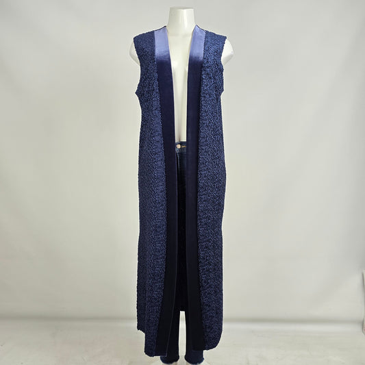 Vintage Di Marco Blue Long Line Vest Size S