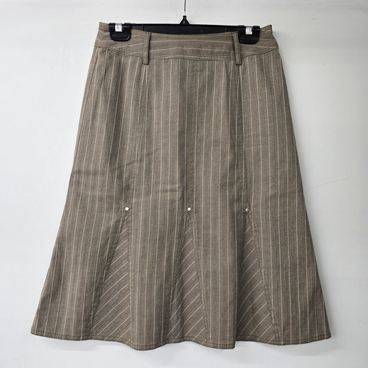 Eric Alexandre Brown Cotton Pin Stripe Midi Skirt Size 4