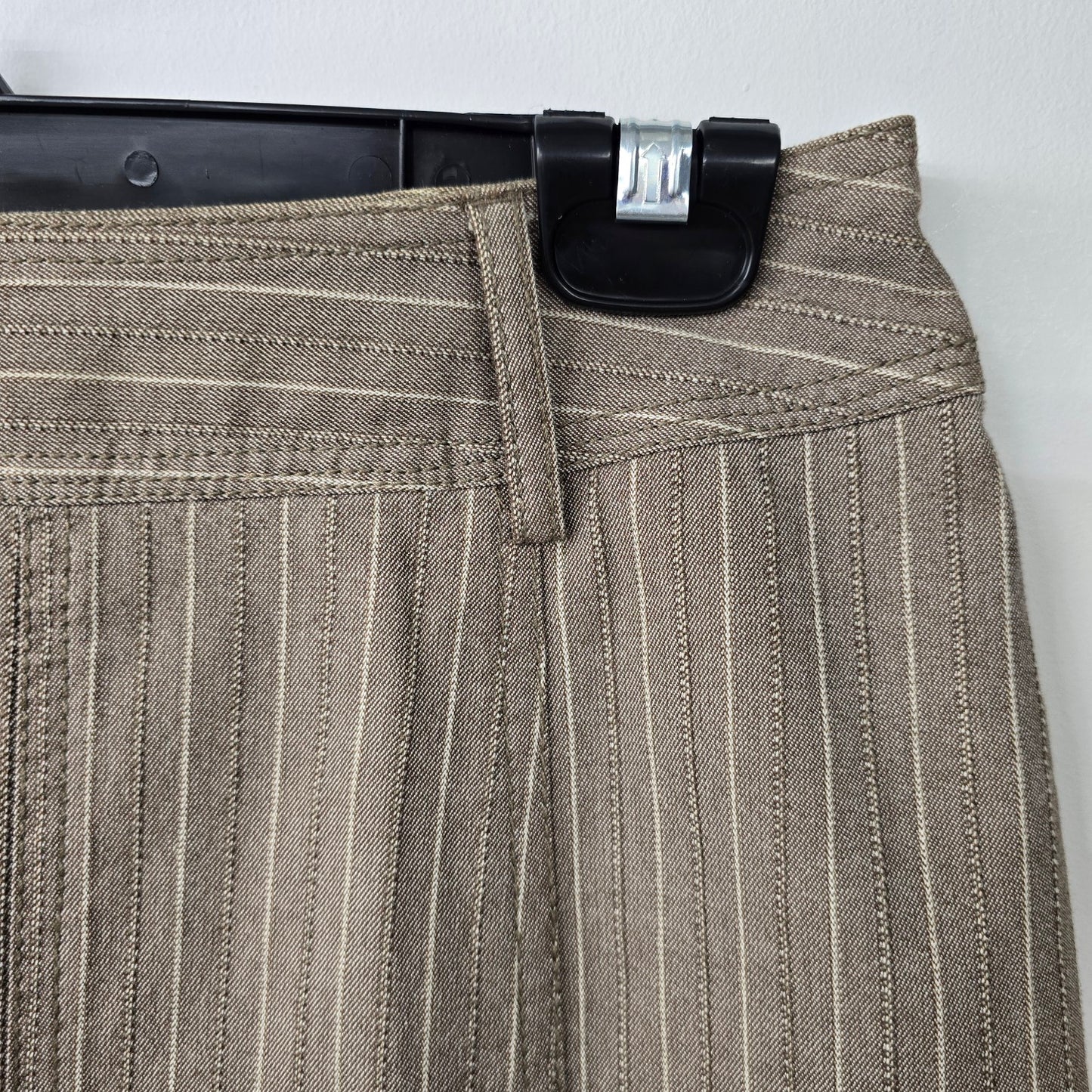 Eric Alexandre Brown Cotton Pin Stripe Midi Skirt Size 4