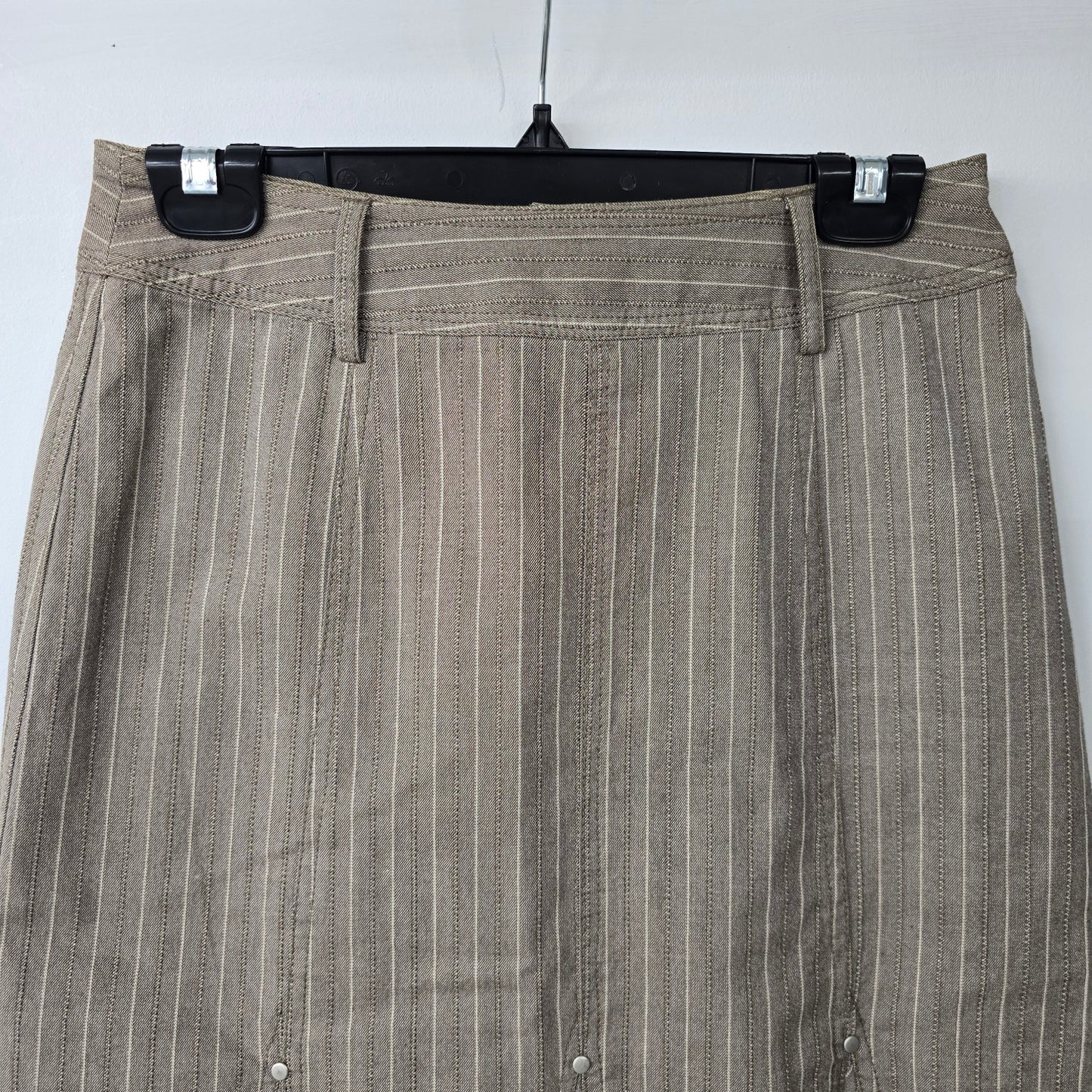 Eric Alexandre Brown Cotton Pin Stripe Midi Skirt Size 4