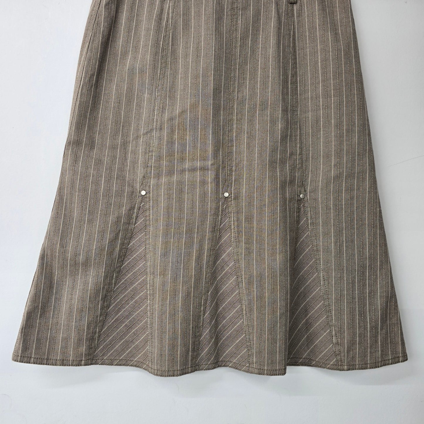 Eric Alexandre Brown Cotton Pin Stripe Midi Skirt Size 4