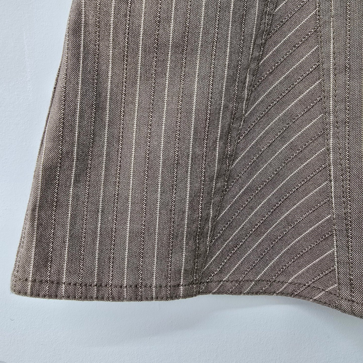 Eric Alexandre Brown Cotton Pin Stripe Midi Skirt Size 4