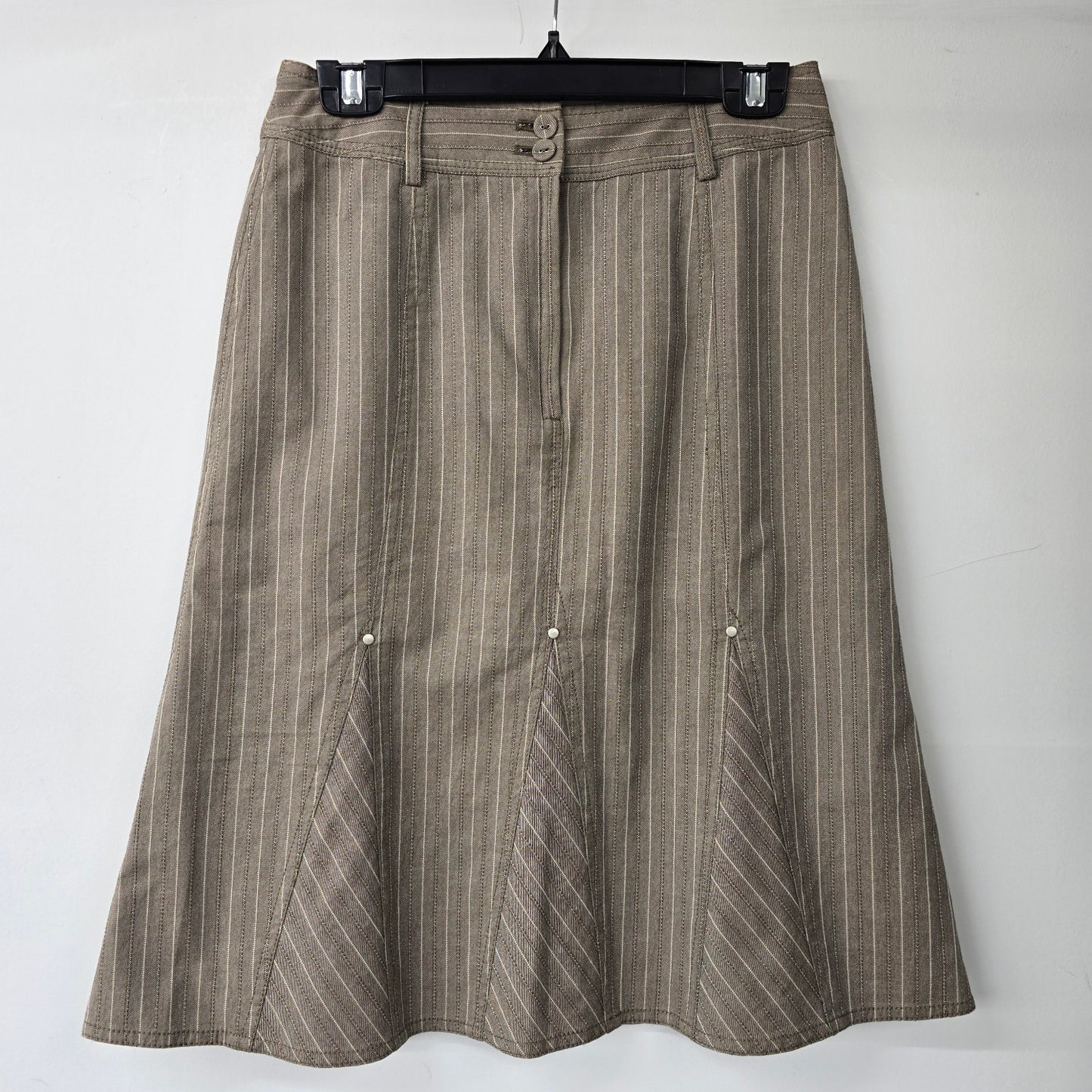 Eric Alexandre Brown Cotton Pin Stripe Midi Skirt Size 4