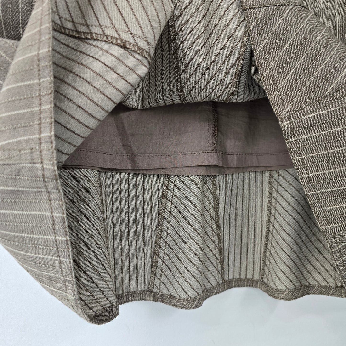 Eric Alexandre Brown Cotton Pin Stripe Midi Skirt Size 4