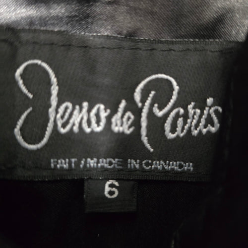 Vintage Jeno de Paris Black Leather & Suede Fur Trimmed Jacket Size 6