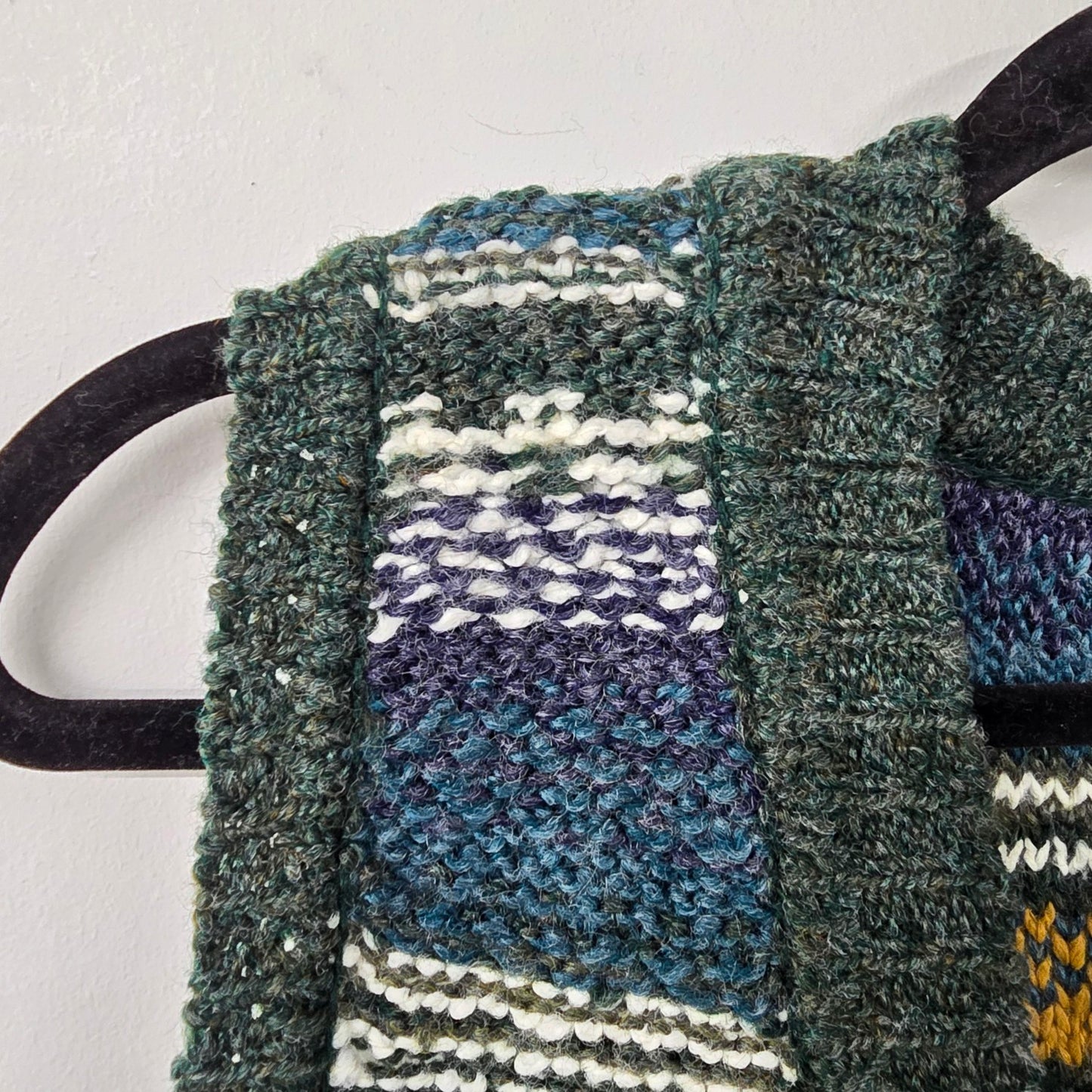 Vintage Handmade Blue Striped Knit Button Up Vest Size S/M