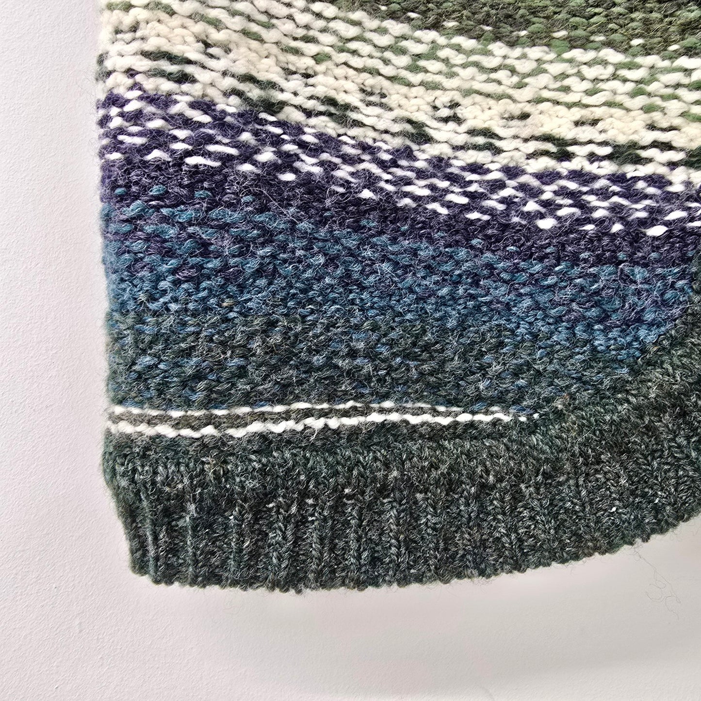 Vintage Handmade Blue Striped Knit Button Up Vest Size S/M