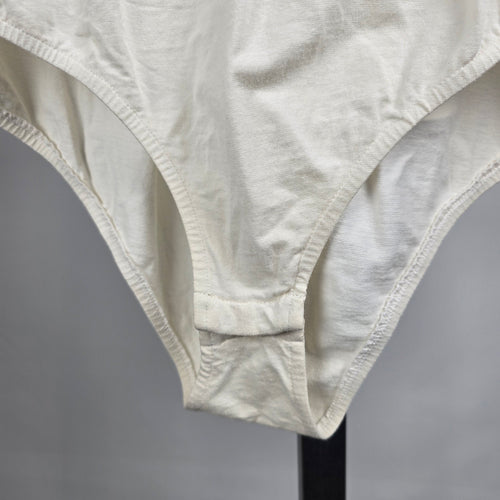 Vintage Smart Set White Ruffle Neck Bodysuit Size L