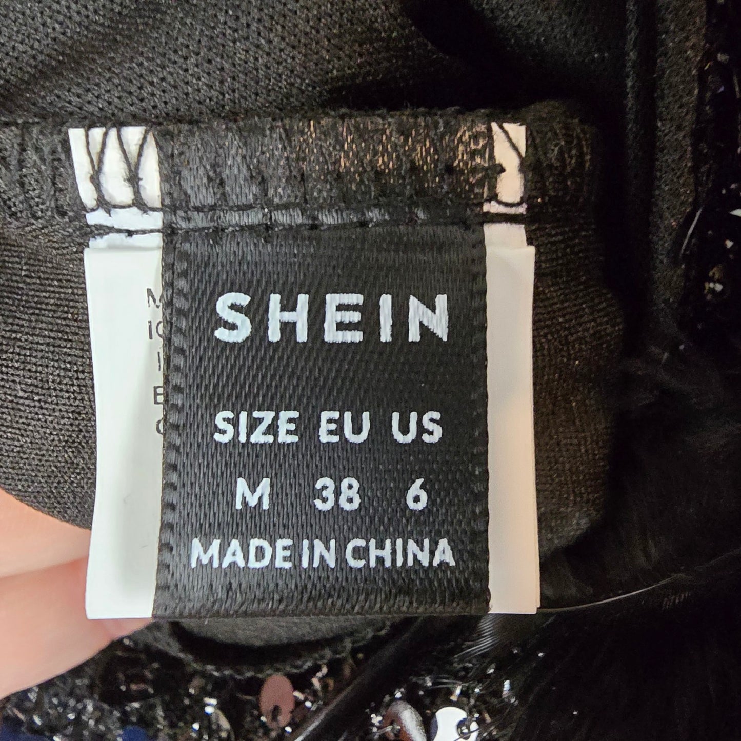 Black Feather Sequined Crop Top Size M