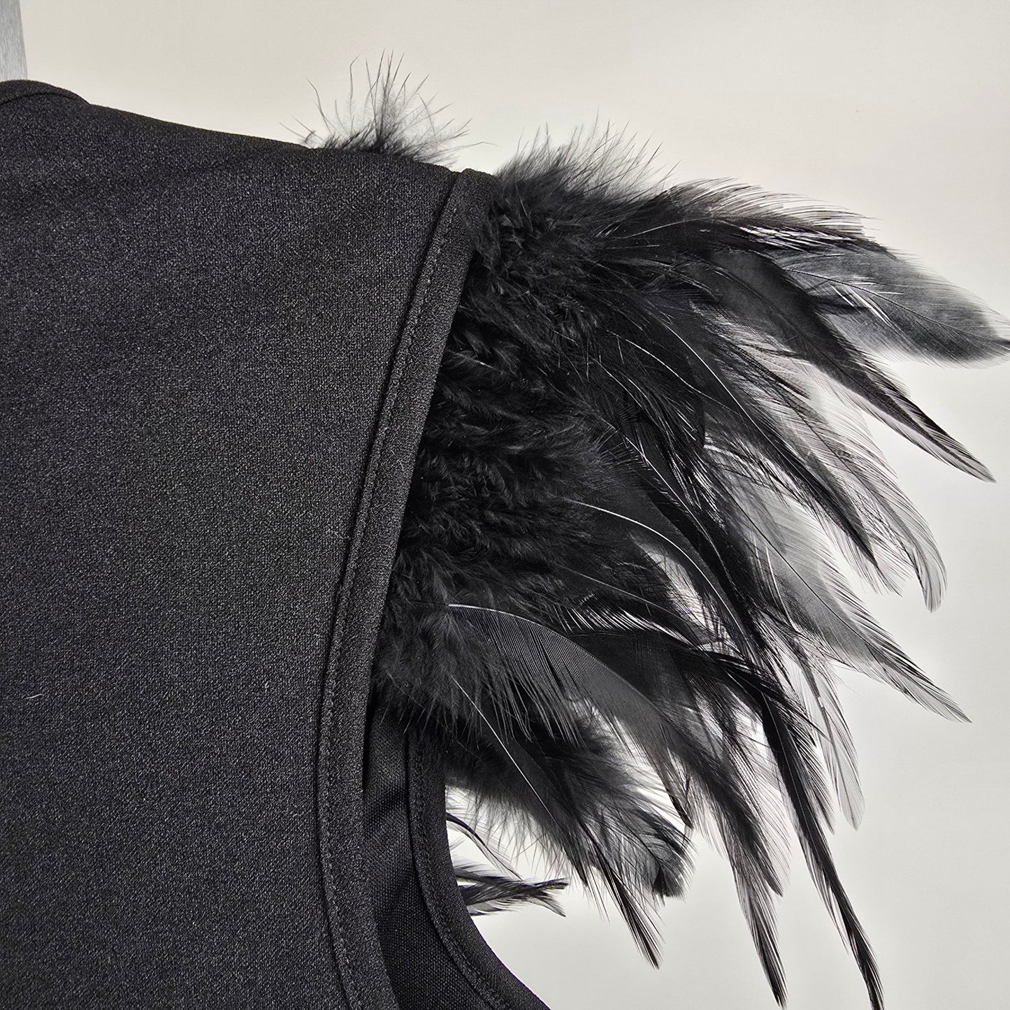 Black Feather Sequined Crop Top Size M