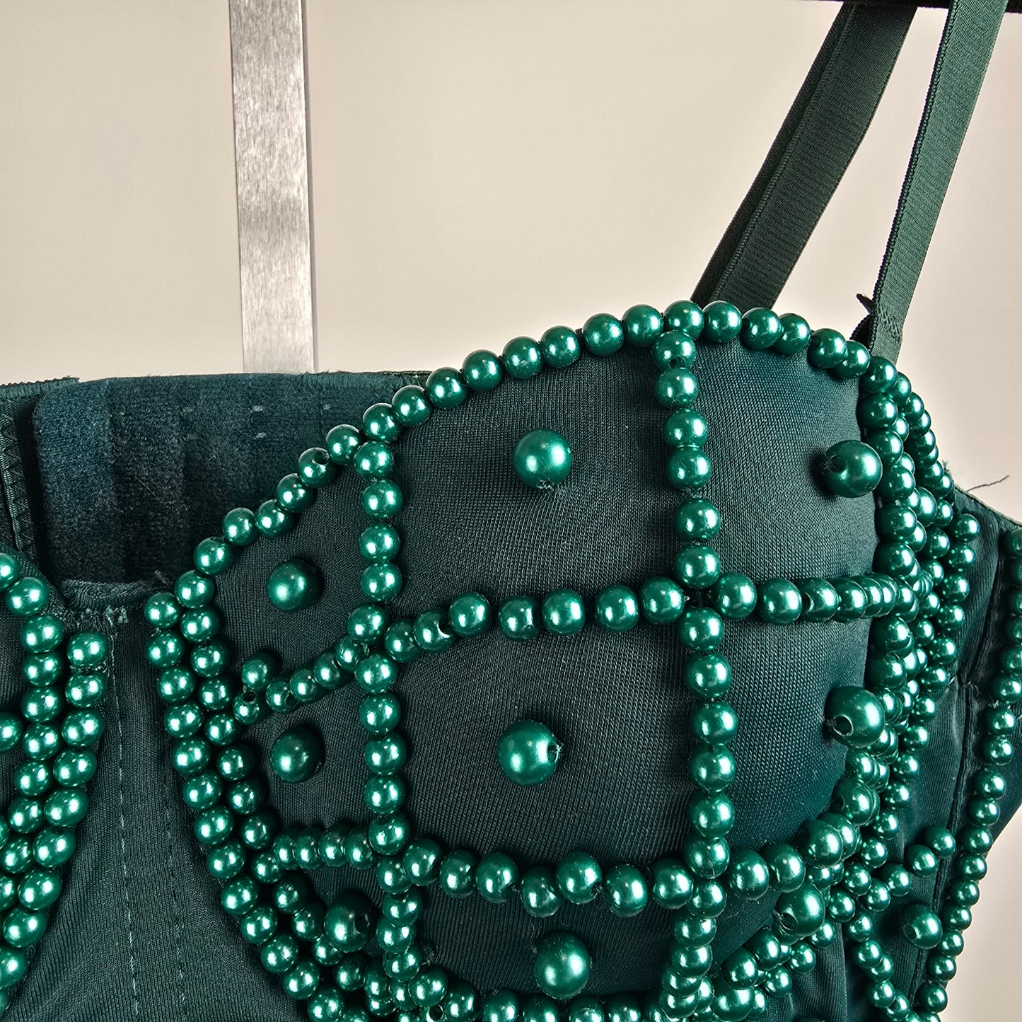 Green Beaded Bra Top Size M