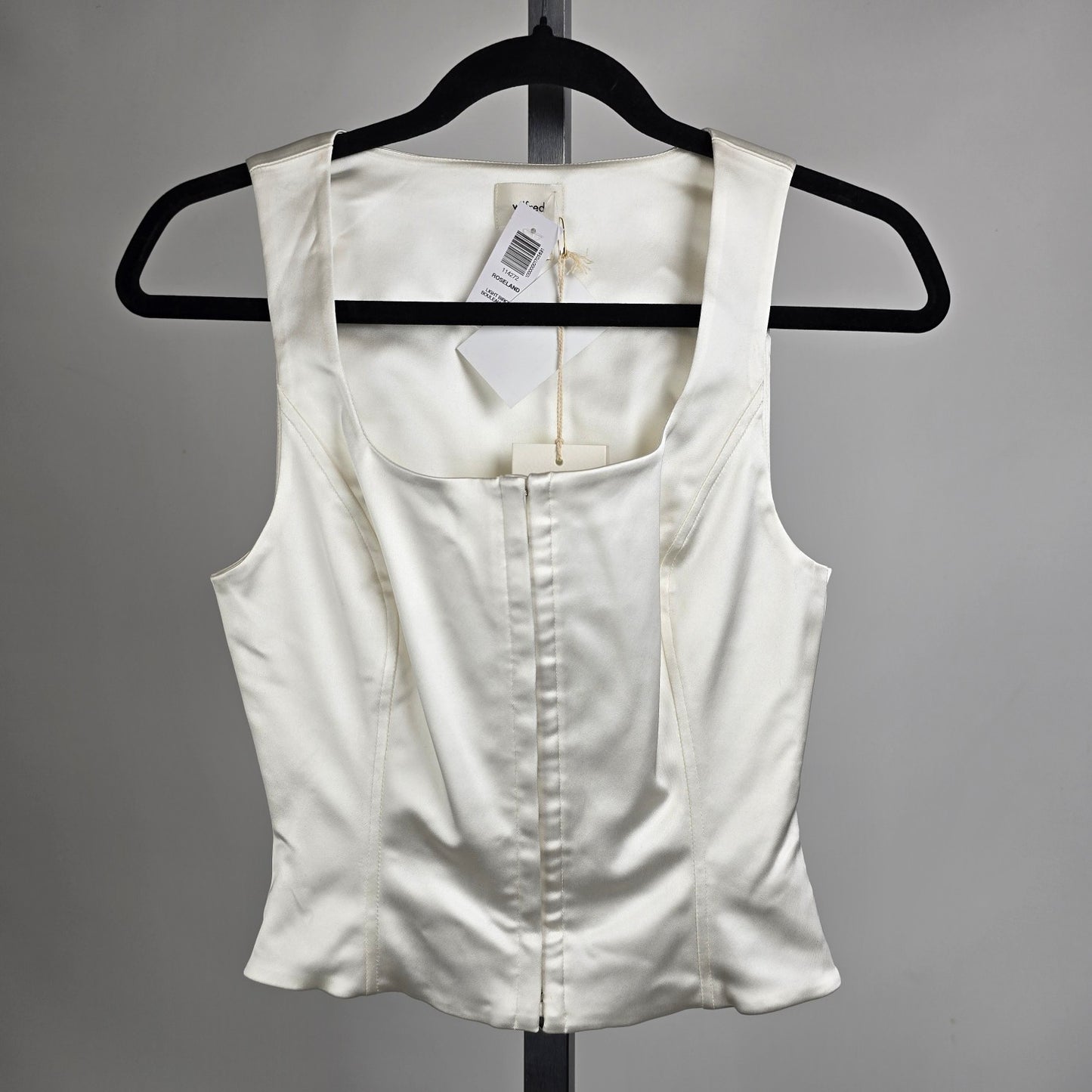 Wilfred Roseland Light Birch White Satin Bustier Top Size XS