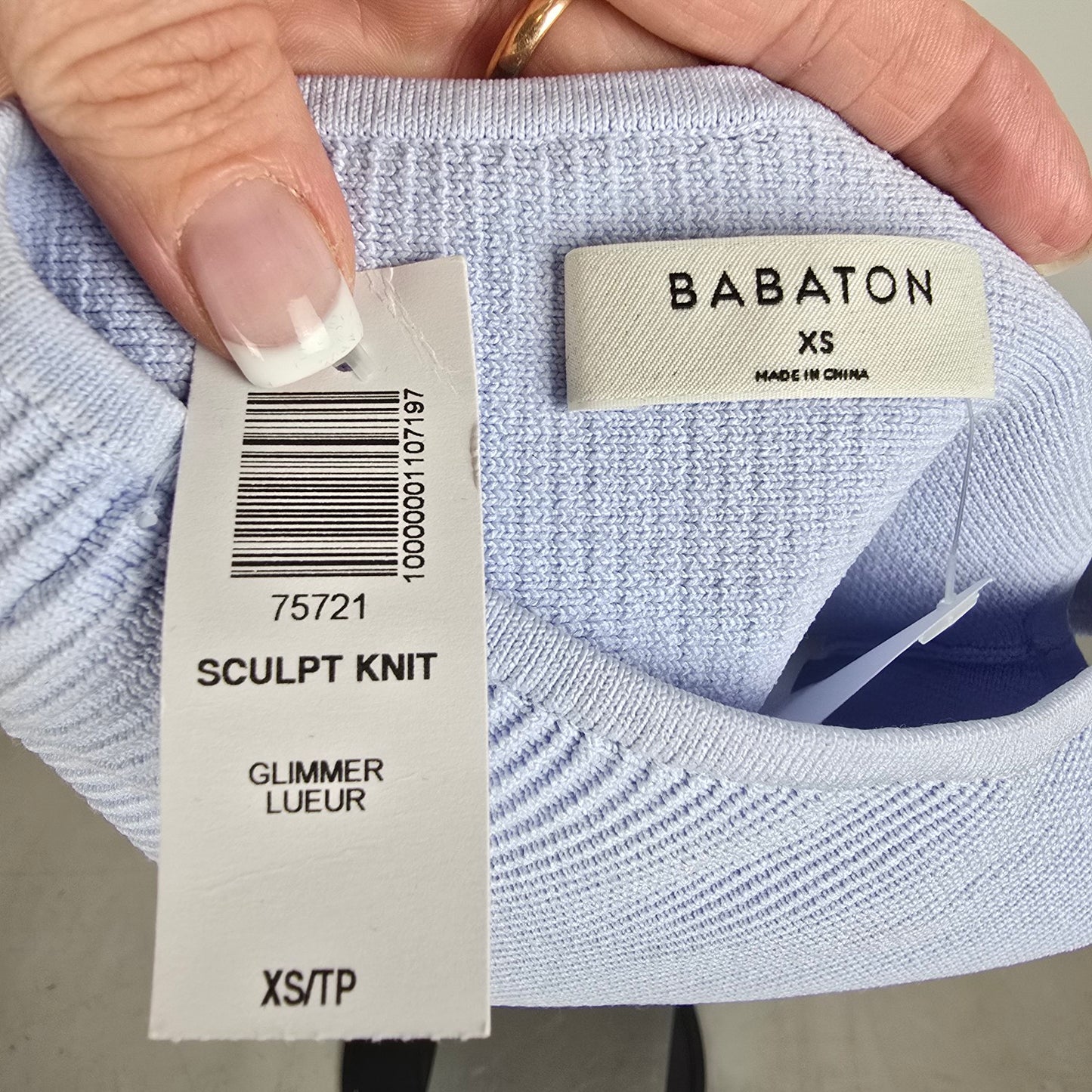 Babaton One Shoulder Baby Blue Skulpt Knit Top Size XS