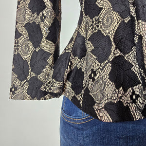 Eros Apparel Black Floral Peplum Top Size S