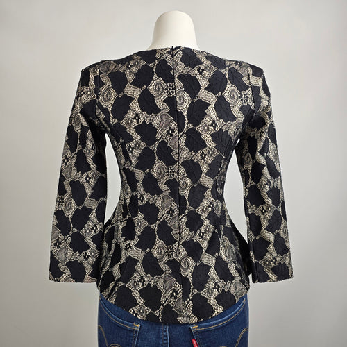 Eros Apparel Black Floral Peplum Top Size S