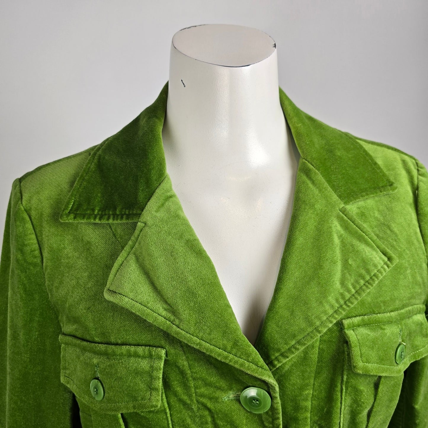 Flair FS Sport Green Cotton Velvet Button Up Blazer Jacket Size 10