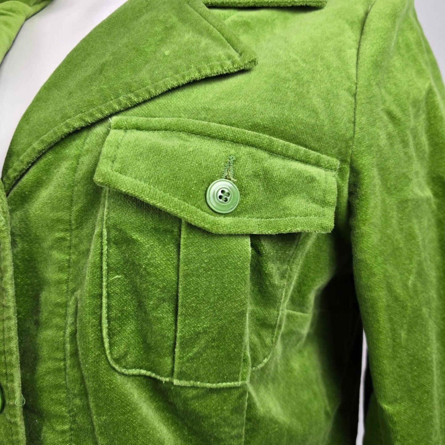 Flair FS Sport Green Cotton Velvet Button Up Blazer Jacket Size 10