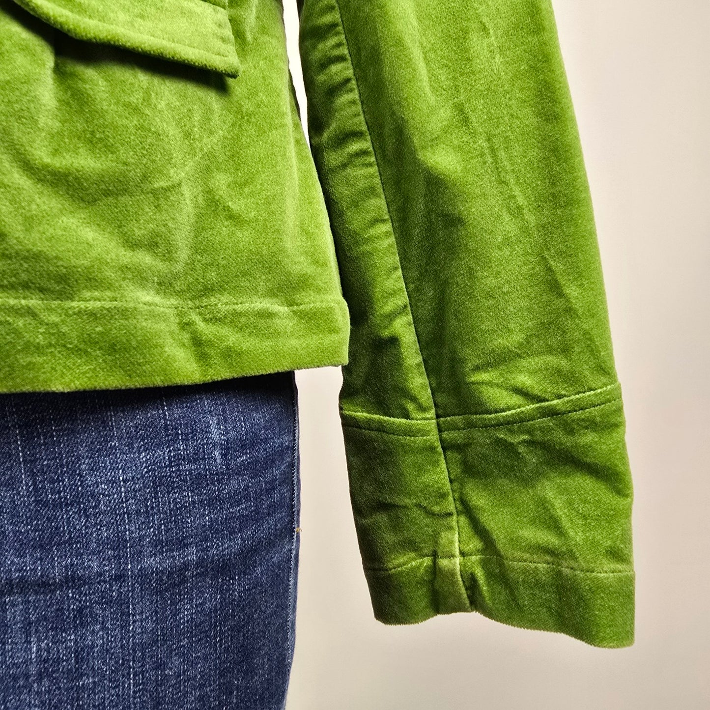 Flair FS Sport Green Cotton Velvet Button Up Blazer Jacket Size 10