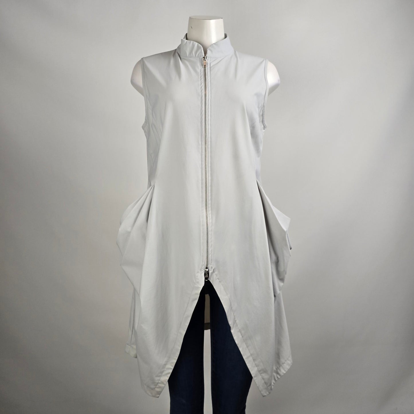 Mythique Grey Zip Up Long Vest Size L