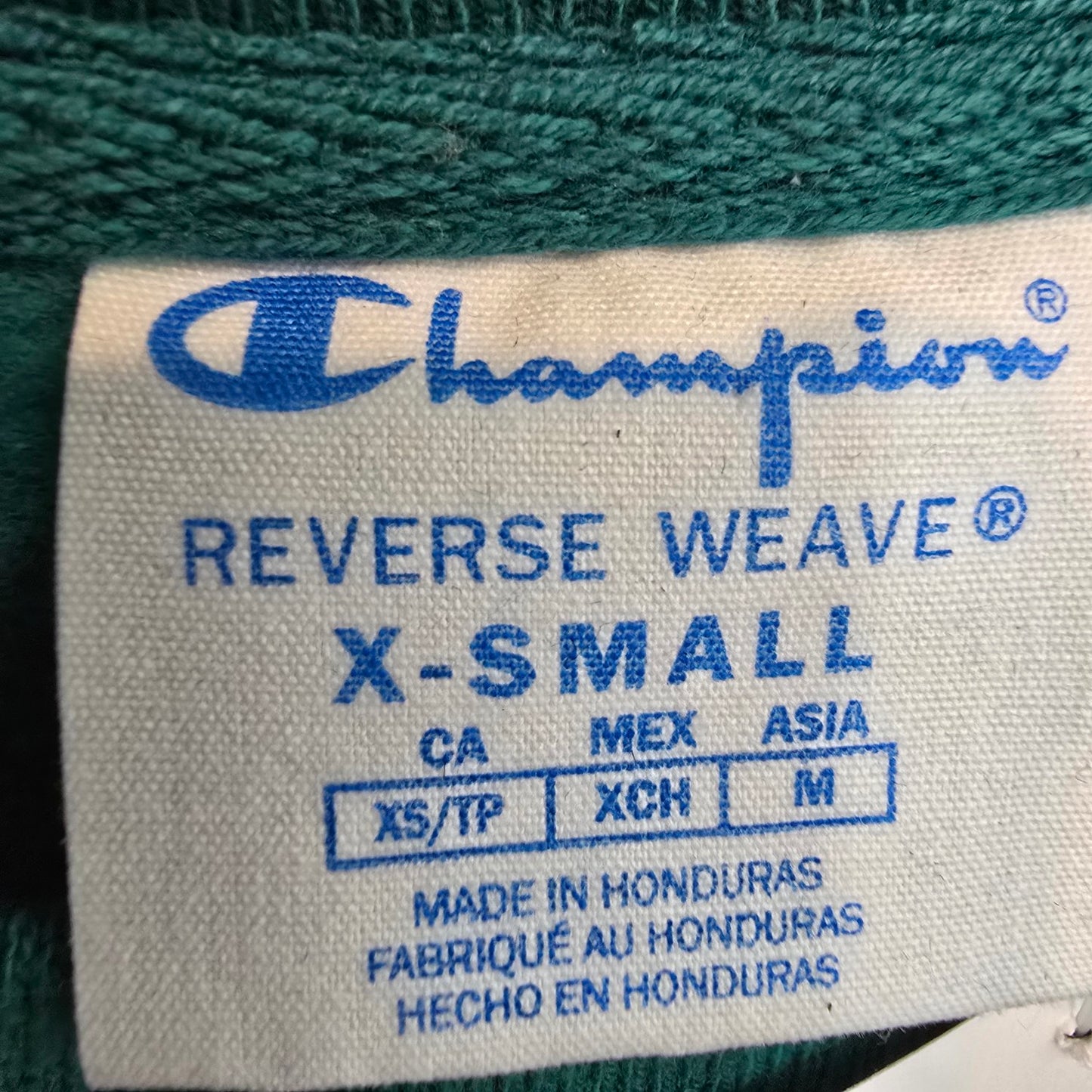 Vintage Champion Reverse Weave Cotton Green Sweatshirt Size XS