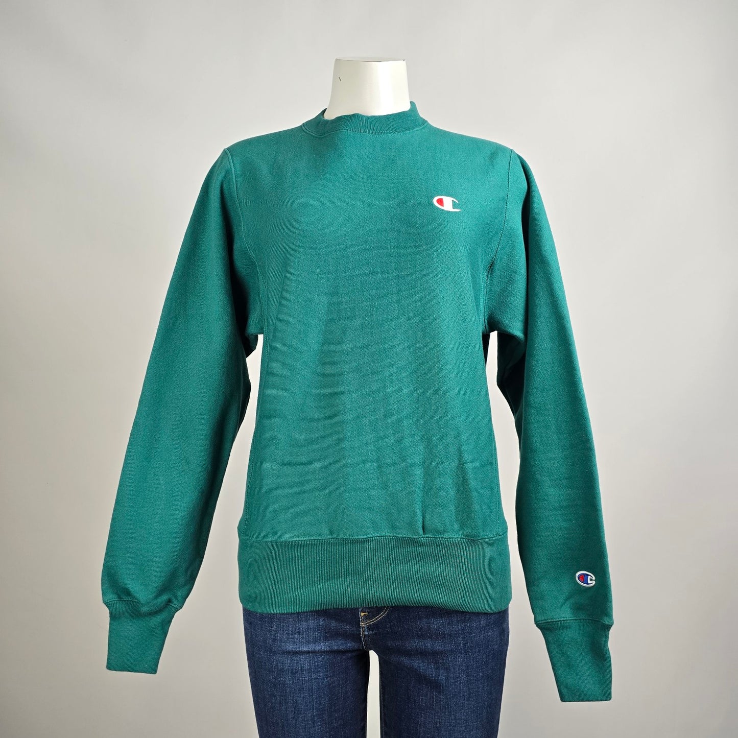 Vintage Champion Reverse Weave Cotton Green Sweatshirt Size XS