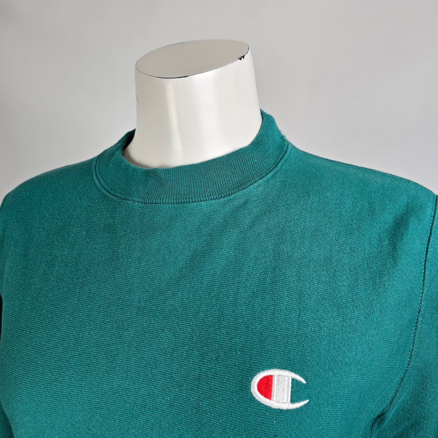 Vintage Champion Reverse Weave Cotton Green Sweatshirt Size XS