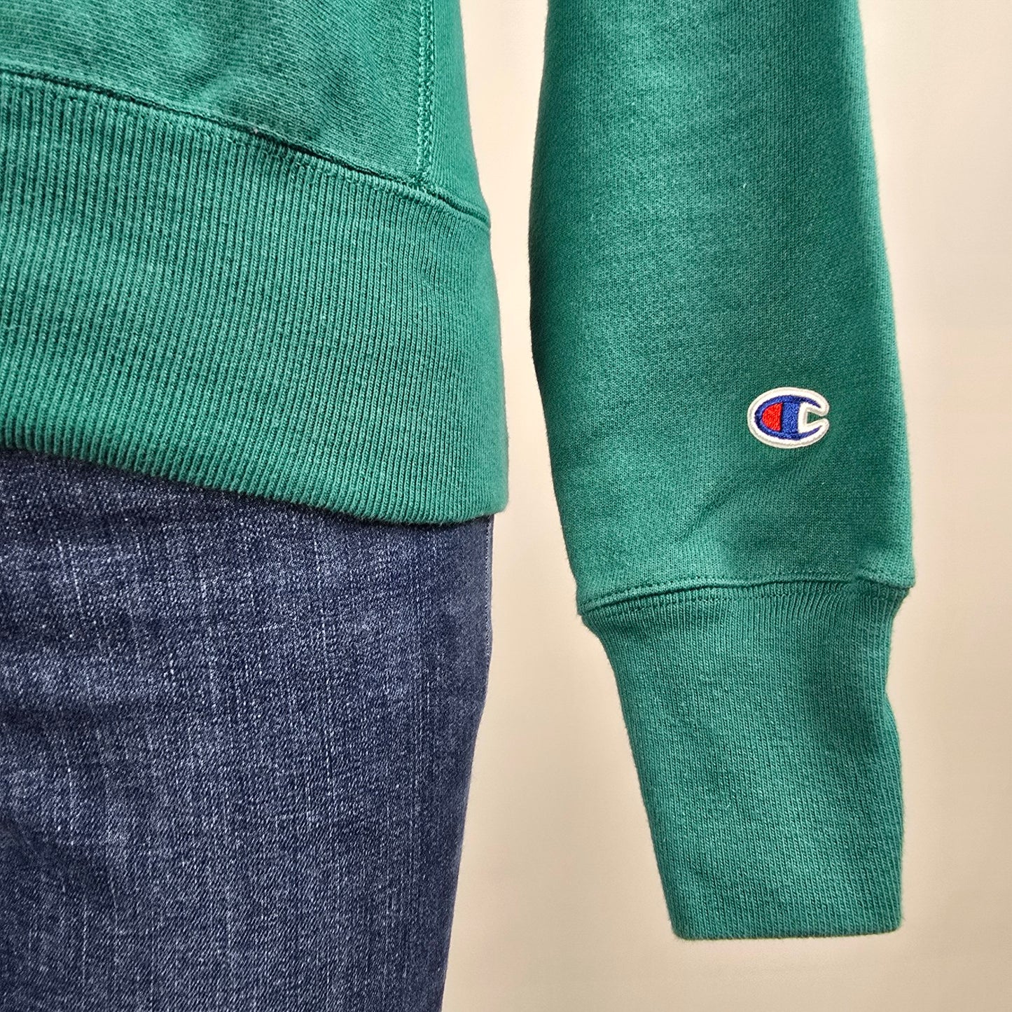 Vintage Champion Reverse Weave Cotton Green Sweatshirt Size XS