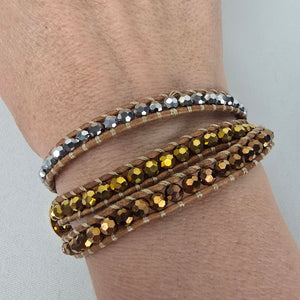 South Hill Brown & Gold Beaded Multi-Wrap Bracelet