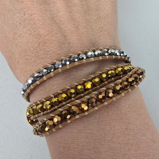 South Hill Brown & Gold Beaded Multi-Wrap Bracelet