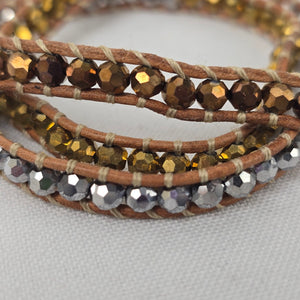 South Hill Brown & Gold Beaded Multi-Wrap Bracelet