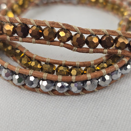 South Hill Brown & Gold Beaded Multi-Wrap Bracelet