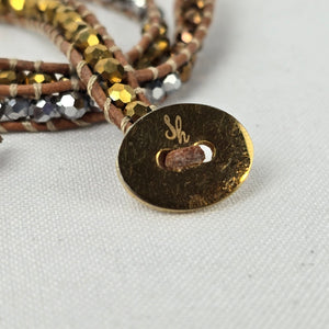 South Hill Brown & Gold Beaded Multi-Wrap Bracelet