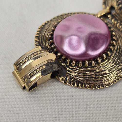 Vintage Bronze & Purple Medallion Link Bracelet