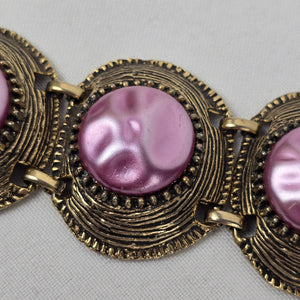 Vintage Bronze & Purple Medallion Link Bracelet