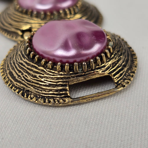 Vintage Bronze & Purple Medallion Link Bracelet