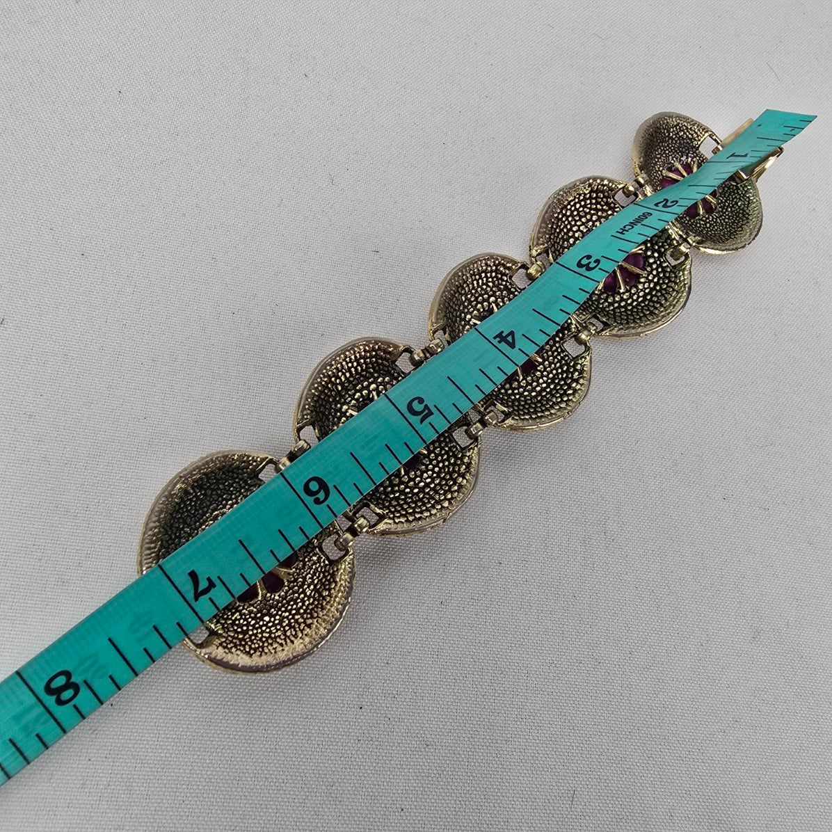 Vintage Bronze & Purple Medallion Link Bracelet