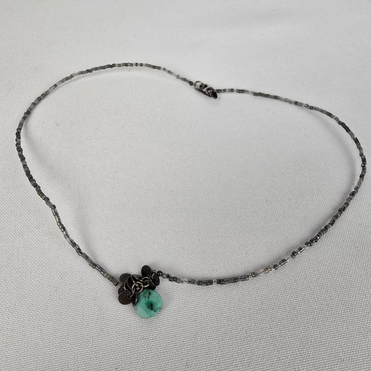 Silpada Sterling Silver Seed Bead Turquoise Pendant Delicate Necklace