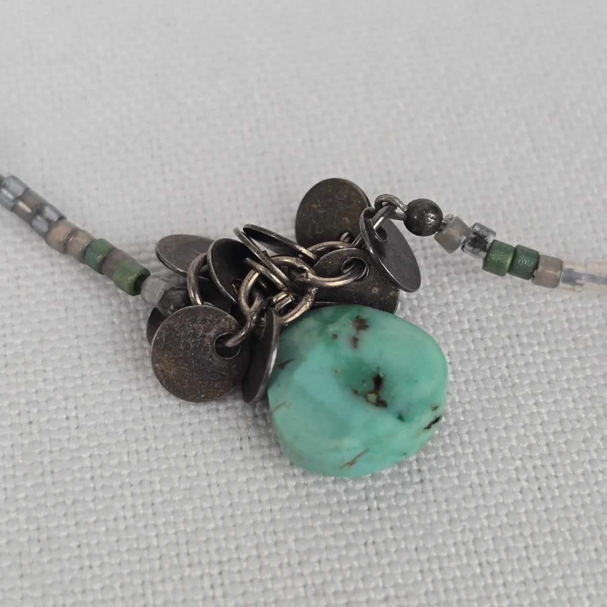 Silpada Sterling Silver Seed Bead Turquoise Pendant Delicate Necklace