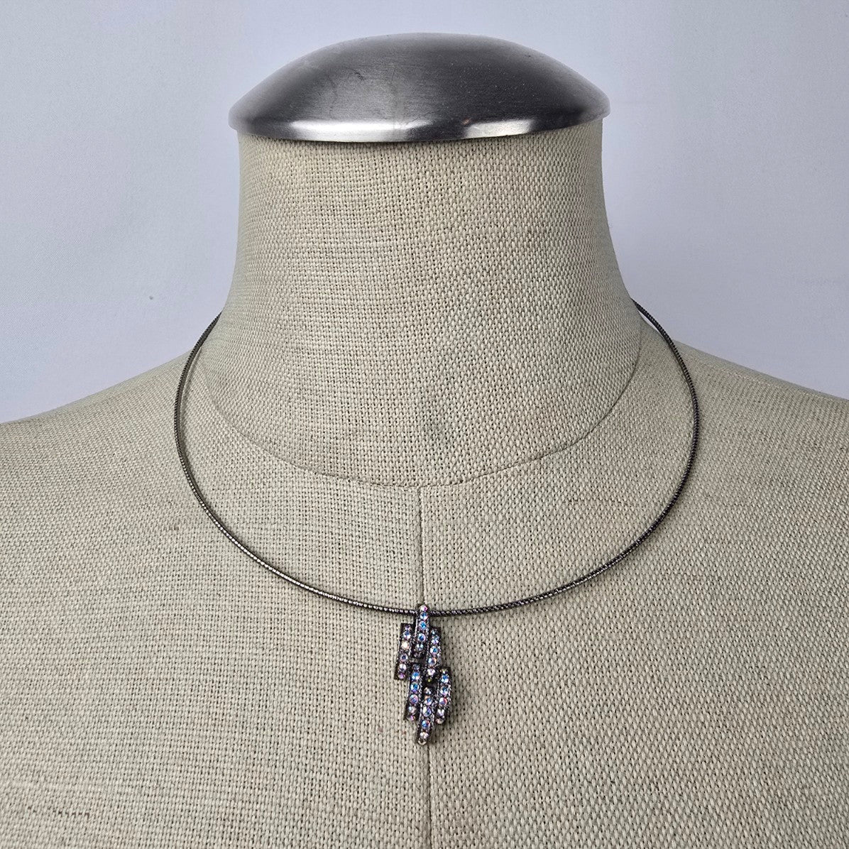 Fifth Avenue Black Rhinestone Delicate Pendant Collar Necklace