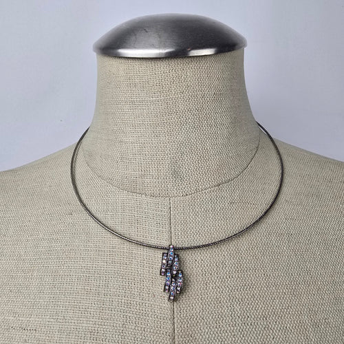 Fifth Avenue Black Rhinestone Delicate Pendant Collar Necklace