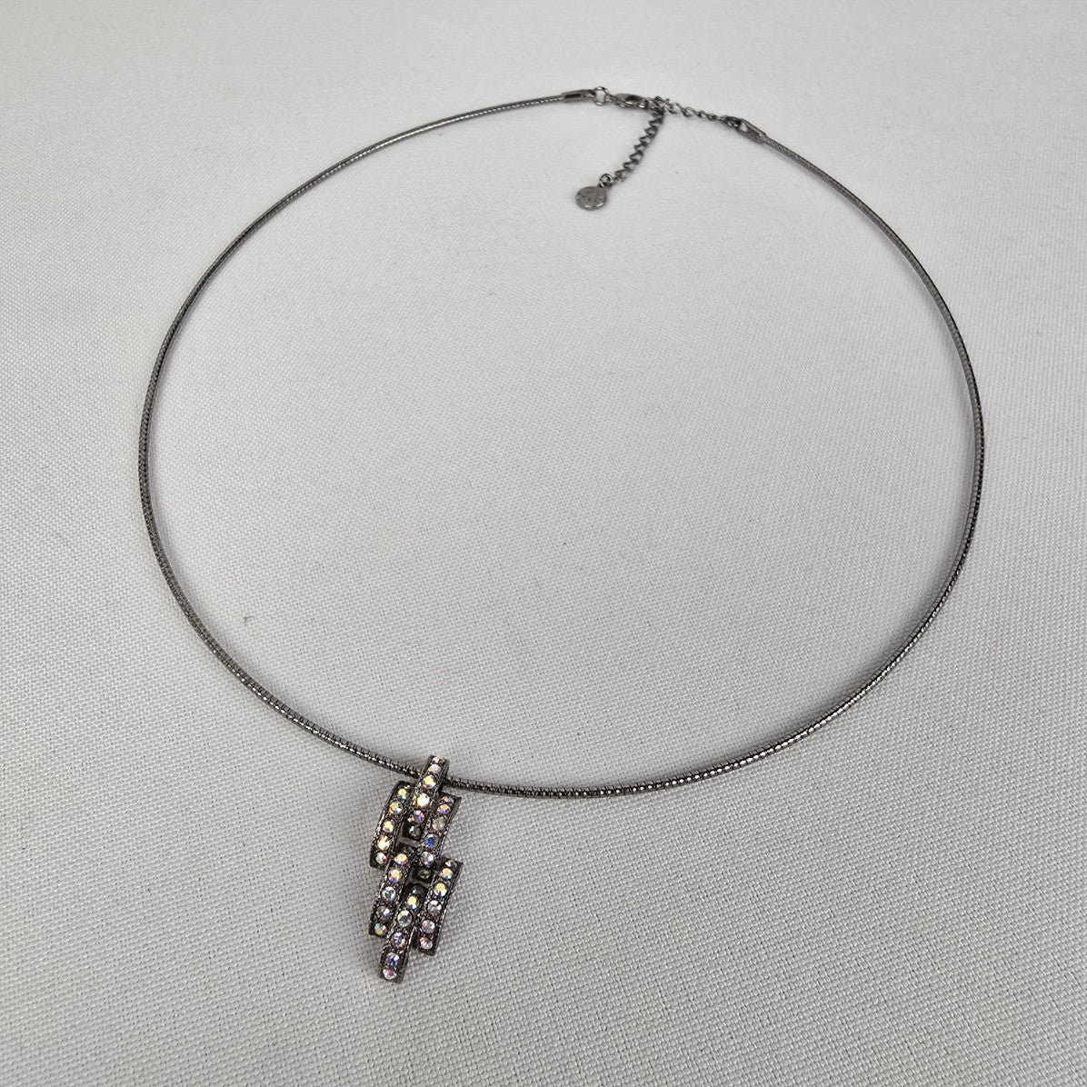 Fifth Avenue Black Rhinestone Delicate Pendant Collar Necklace