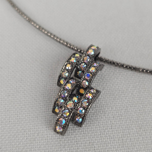 Fifth Avenue Black Rhinestone Delicate Pendant Collar Necklace