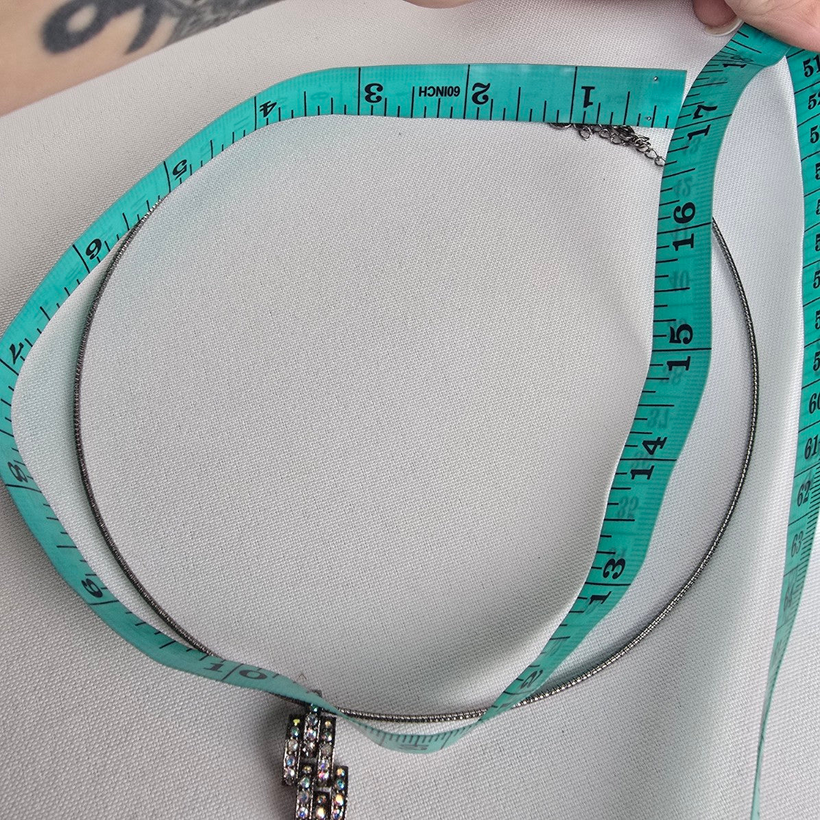 Fifth Avenue Black Rhinestone Delicate Pendant Collar Necklace