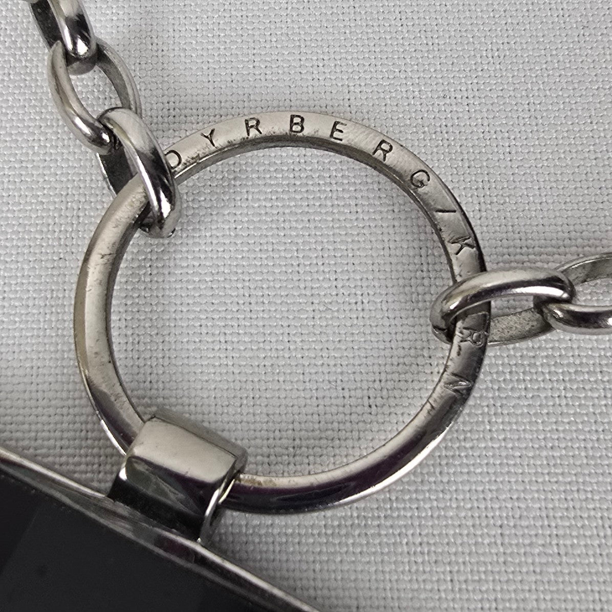 Dyrberg Kern Silver Black Square Stone Statement Necklace